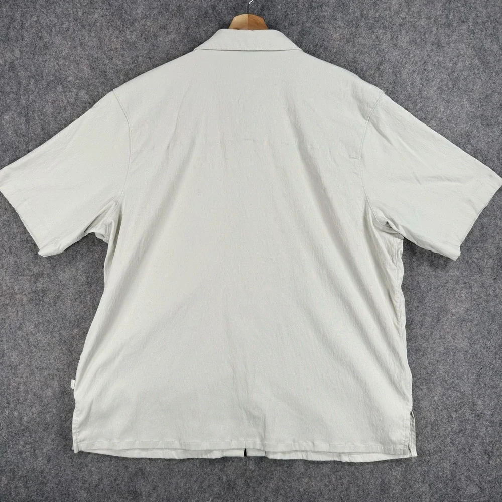 Lululemon Shirt Mens XL‎ Beige Solid Short Sleeve Button Front Pockets